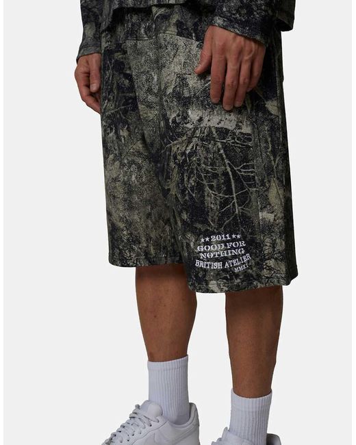 Good For Nothing Black Baggy Camo Shorts for men