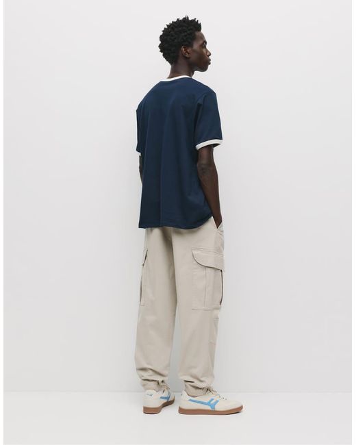 Pull&Bear Blue Cargo joggers for men