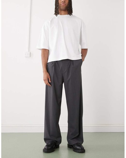 Weekday Gray Loose Fit Tailored Trousers for men