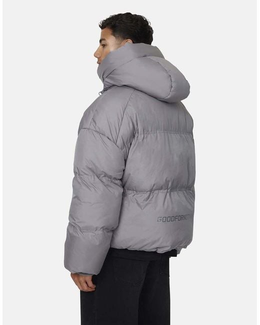 Good For Nothing Gray Panelled Puffer Jacket for men