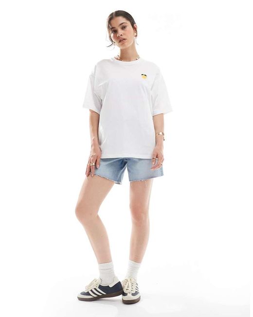 JJXX Oversized T-Shirt Met Citroenprint Op De Achterkant in het Blue