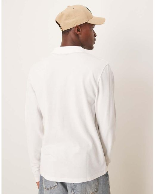 ASOS White Essentials Regular Fit Long Sleeve Polo for men