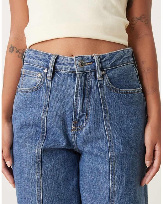 Gina Tricot Blue Wide Leg Front Seam Detail Jeans