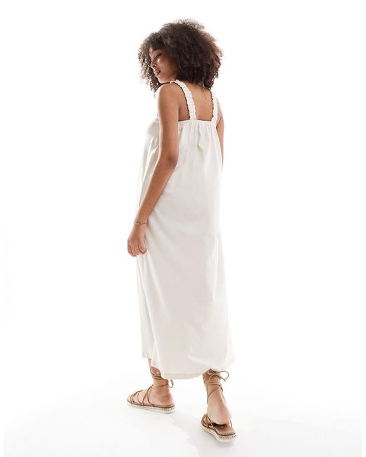 ONLY White Square Neck Maxi Smock Dress