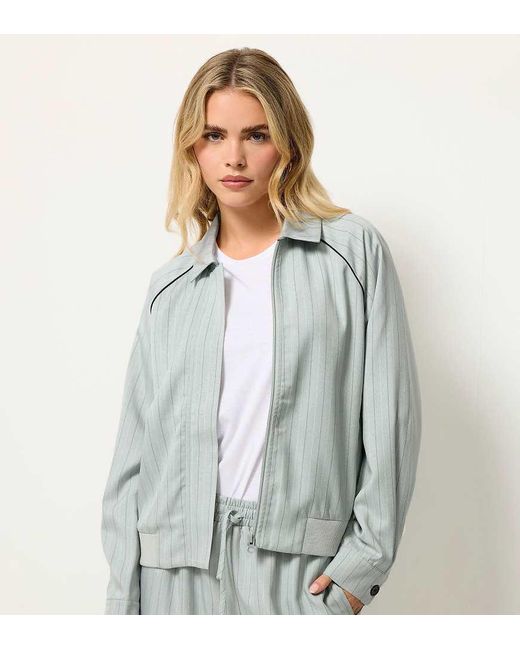 PixieGirl Gray Petite Stripe Tailored Jacket