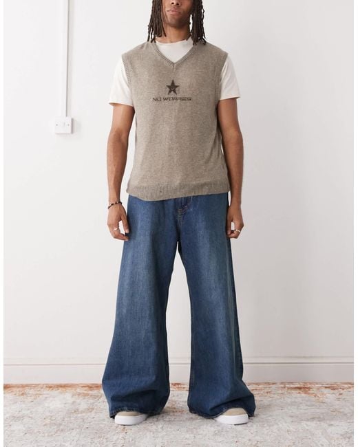Cheap Monday Blue Rad Super Wide Leg Skater Jeans for men