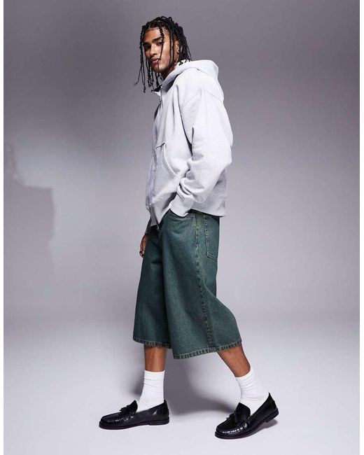 ASOS Blue Longer Length Denim Jorts for men