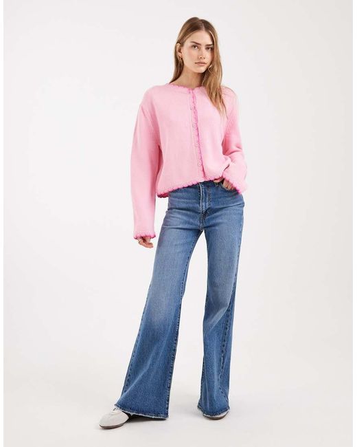 Miss Selfridge Red Blanket Stitch Cardigan