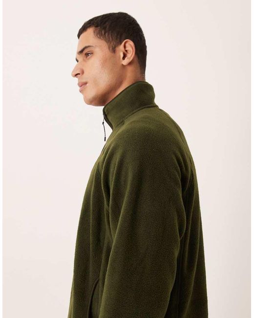 ASOS Green Relaxed Funnel Neck Quarter Zip Fleece Sweatshirt for men