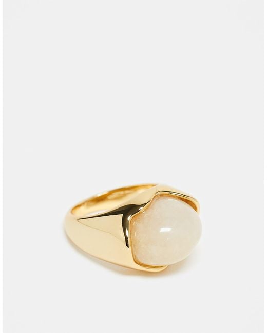 ASOS Natural – premium – ring mit bernstein-halbedelstein und 14-karat-vergoldung