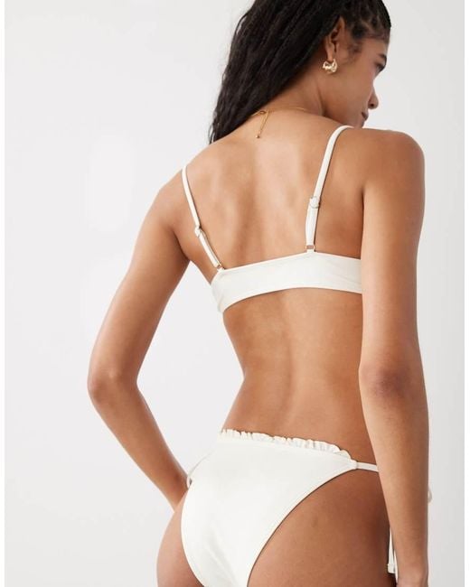Reclaimed Vintage White Tie Side Bikini Bottom With Frill