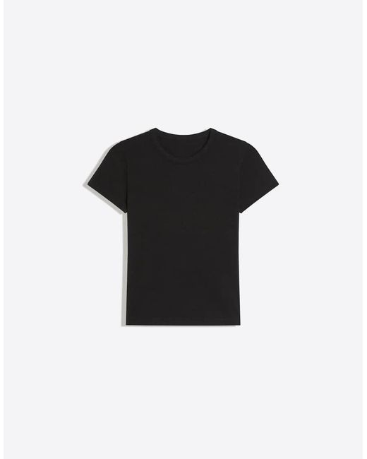 Bershka Black Basic Rib Short Sleeve T-shirt