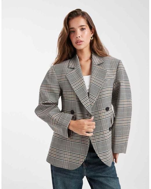 ASOS Gray Tailored Cocoon Sleeve Double Breasted Blazer