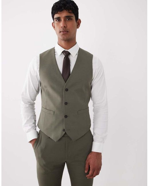 ASOS Green Skinny Suit Vest for men