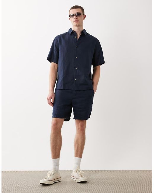 ASOS Blue 100% Linen Relaxed Shirt for men