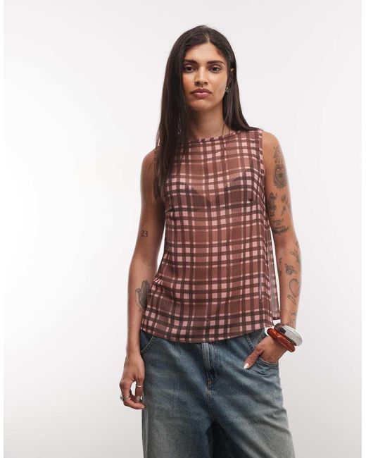 Reclaimed Vintage Red Sheer Tunic Top Co-Ord