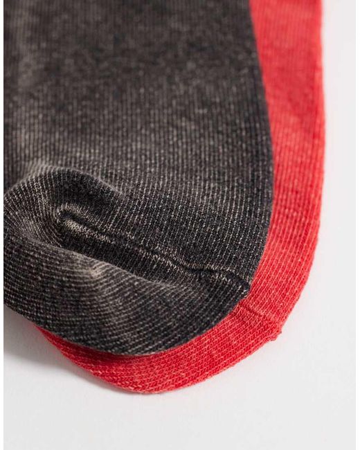 Weekday Red 2-pack Ribbed Crew Socks