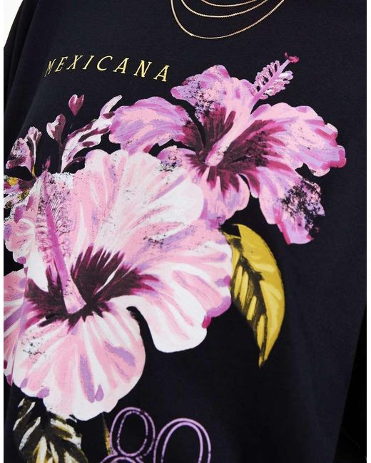 ASOS Blue Long Sleeve T-Shirt With Botanica Graphic