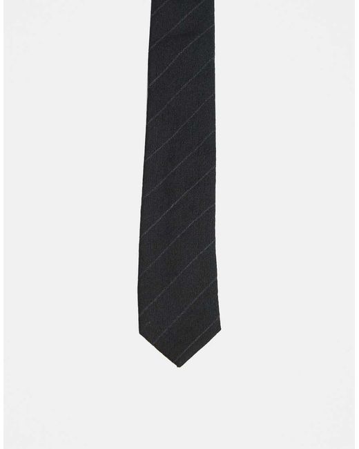 Mango White Wool Mix Striped Neck Tie for men