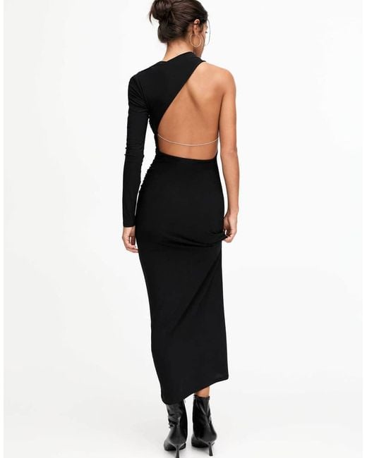 Pull&Bear Blue X Dixie D'amelio One Shoulder Maxi Polyamide Dress