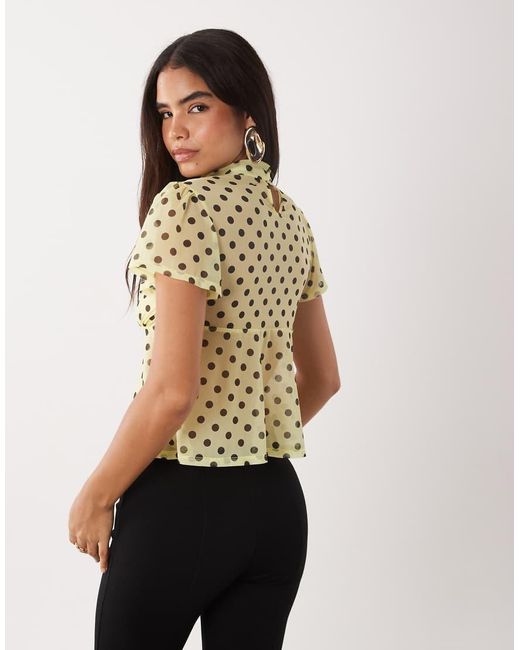 ASOS Gray Short Sleeve Top With Keyhole Detail