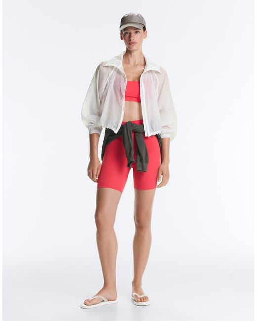 Oysho Red Comfortlux Light-support Sports Bra With Crossover Straps