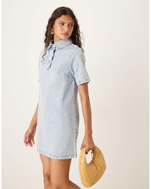 ASOS White – kurzes polokleid aus denim