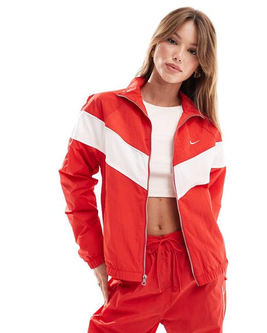 Nike Red Windrunner Loose Uv Woven Full-Zip Jacket