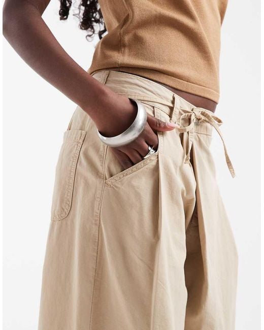 ASOS Natural Wrap Waist Wide Leg Trouser