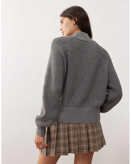 Noisy May Gray High Neck Knit Jumper