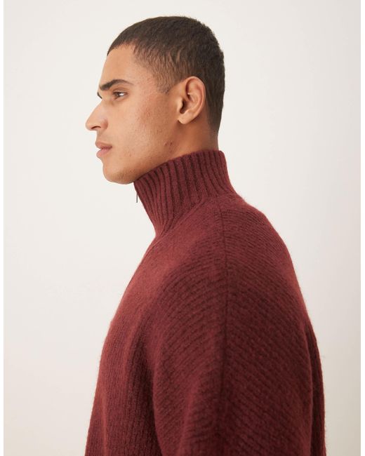 ASOS – gerippter strickpullover in Red für Herren