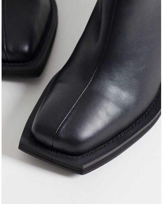ASOS Blue Heeled Chelsea Boots With Angled Toe for men