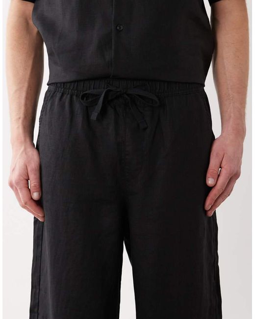 ASOS Black Loose Straight 100% Linen Pants for men