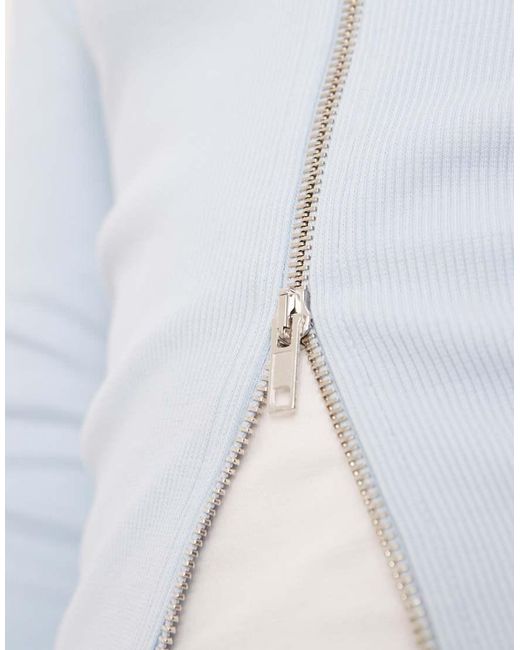 Gina Tricot White Two Way Zip Top