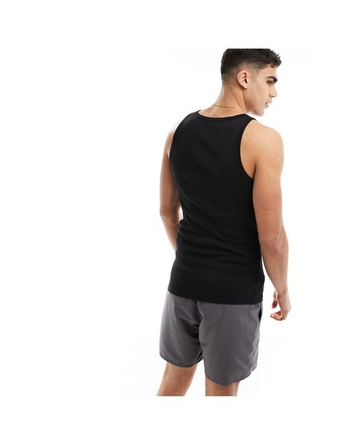 New Look Black Muscle Fit Rib Vest for men