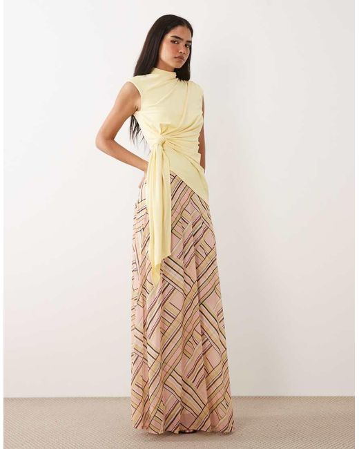 ASOS Natural Grown On Neck Sleeveless Top With Tie Detail