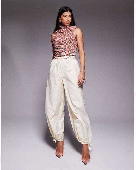 ASOS Pink High Neck Beaded Top