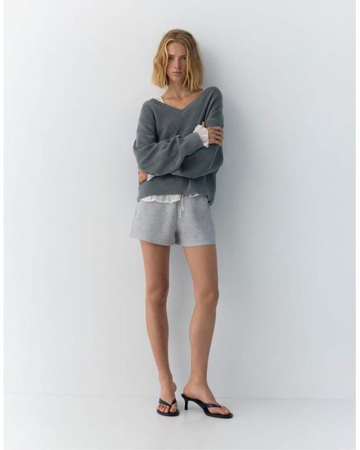 Pull&Bear Gray V-Neck Jumper