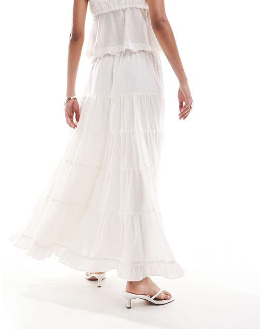 Forever New White Tiered Maxi Skirt
