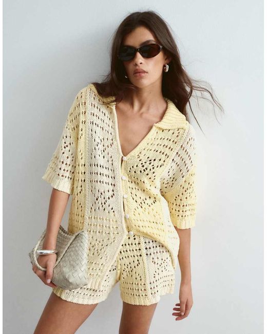 Camicia All'Uncinetto Color Latticello A Contrasto di ARRANGE in Natural