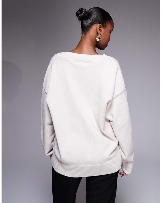 GOOD AMERICAN Gebreide Sweater Met Diepe V-Hals in het Gray