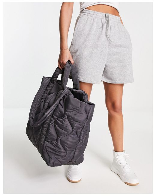 TOPSHOP Black Puffy Onion Quilt Large Tote