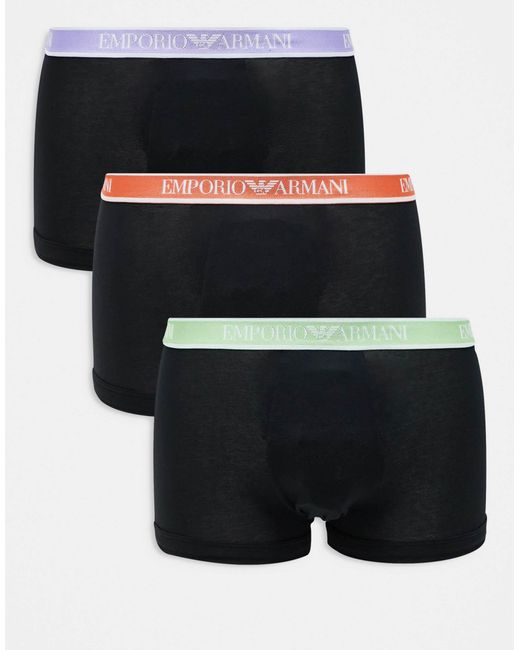 Emporio Armani Black Bodywear 3 Pack Core Logoband Trunks for men