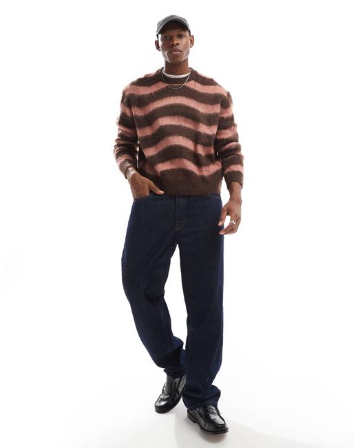 Bershka – weicher strickpullover in Brown für Herren