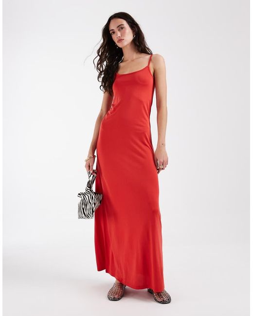 ASOS Red Modal Blend Slip Dress