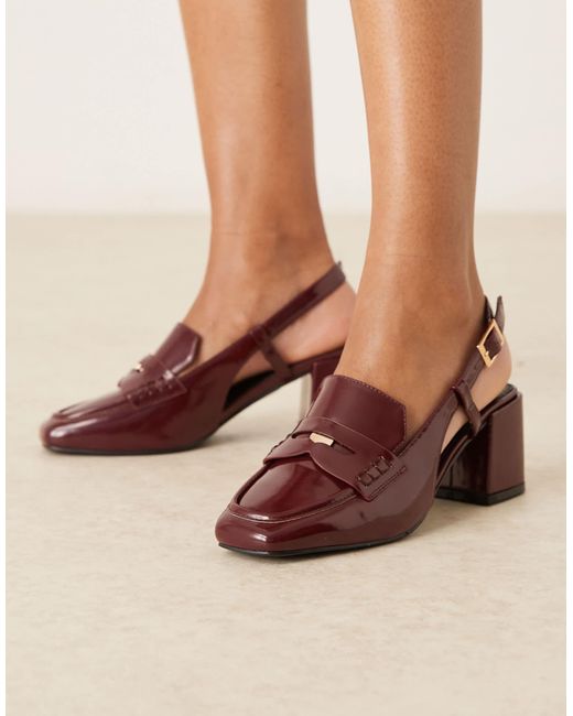 Raid Brown Nisha Block Heel Slingback Shoes