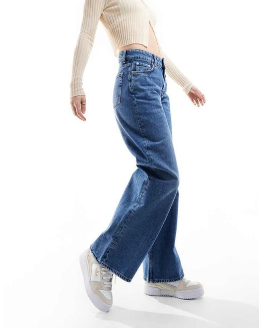 & Other Stories Blue Gio Mid Waist Wide Leg Jeans Mid Wash