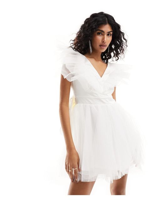 EVER NEW White Bridal Tulle Mini Dress