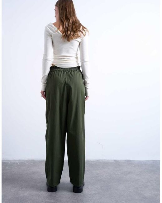 TOPSHOP White Pleated Balloon jogger With Elasticated Waist