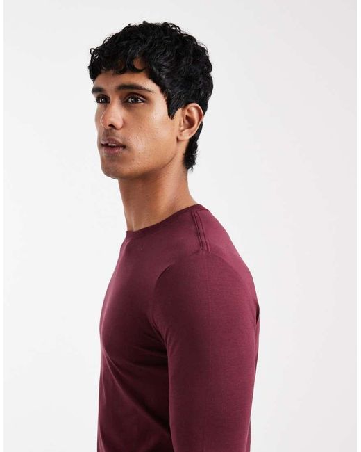 ASOS Red Premium Supima® Cotton Long Sleeve Muscle Fit T-shirt for men